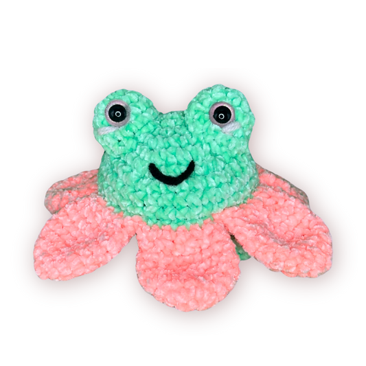 Hand Crocheted Lily Pad Frog Collectible – Coral
