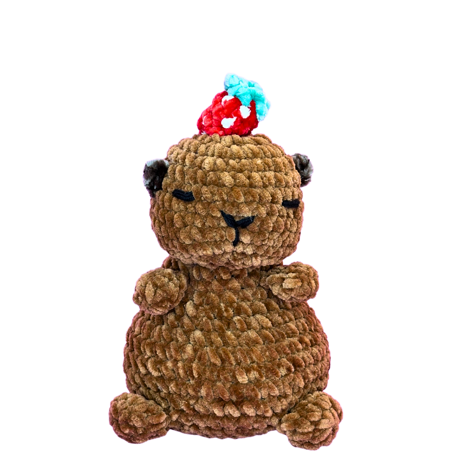 Hand Crocheted Strawberry Capybara - Cassie