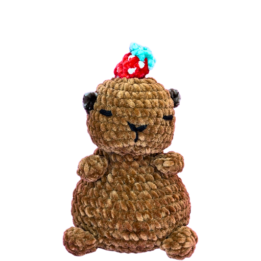 Hand Crocheted Strawberry Capybara - Cassie