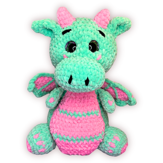Hand Crocheted Pastel Dragon Collectible – Bubblegum