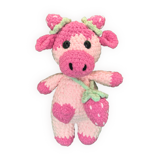 Hand Crocheted Strawberry Cow Collectible – Rosie