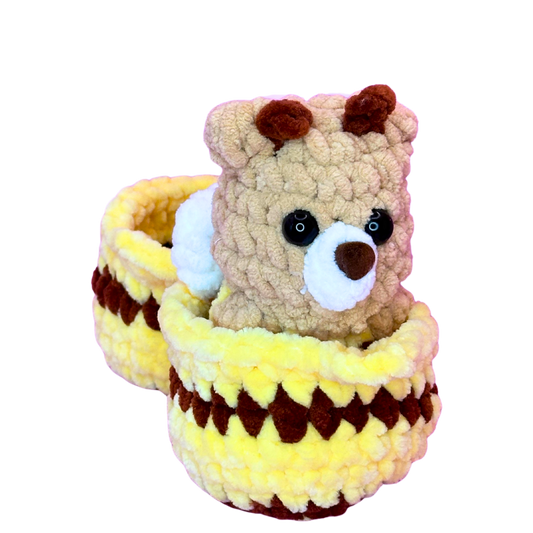 Hand Crocheted Hatching Bee Bear Collectible - Pipp