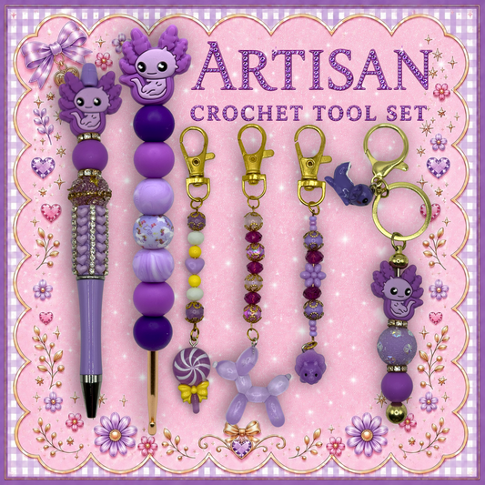 Artisan Crochet Tool Set – Axolotl Crochet Companion Gift Box 4.5mm Hook / Size 7