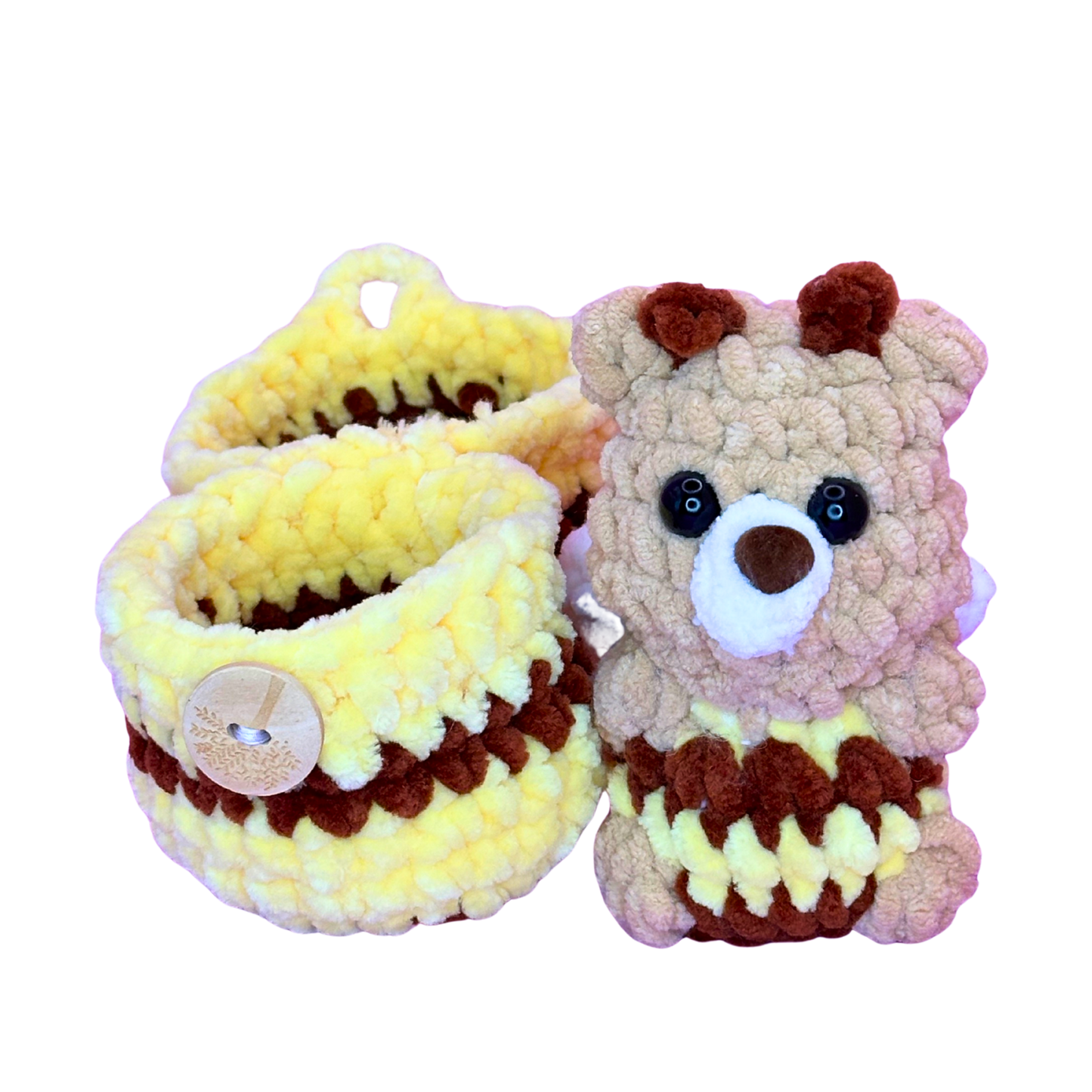 Hand Crocheted Hatching Bee Bear Collectible - Pipp