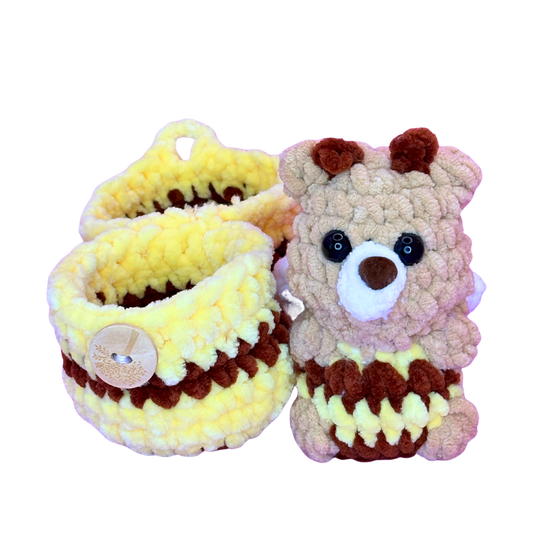 Hand Crocheted Hatching Bee Bear Collectible - Pipp