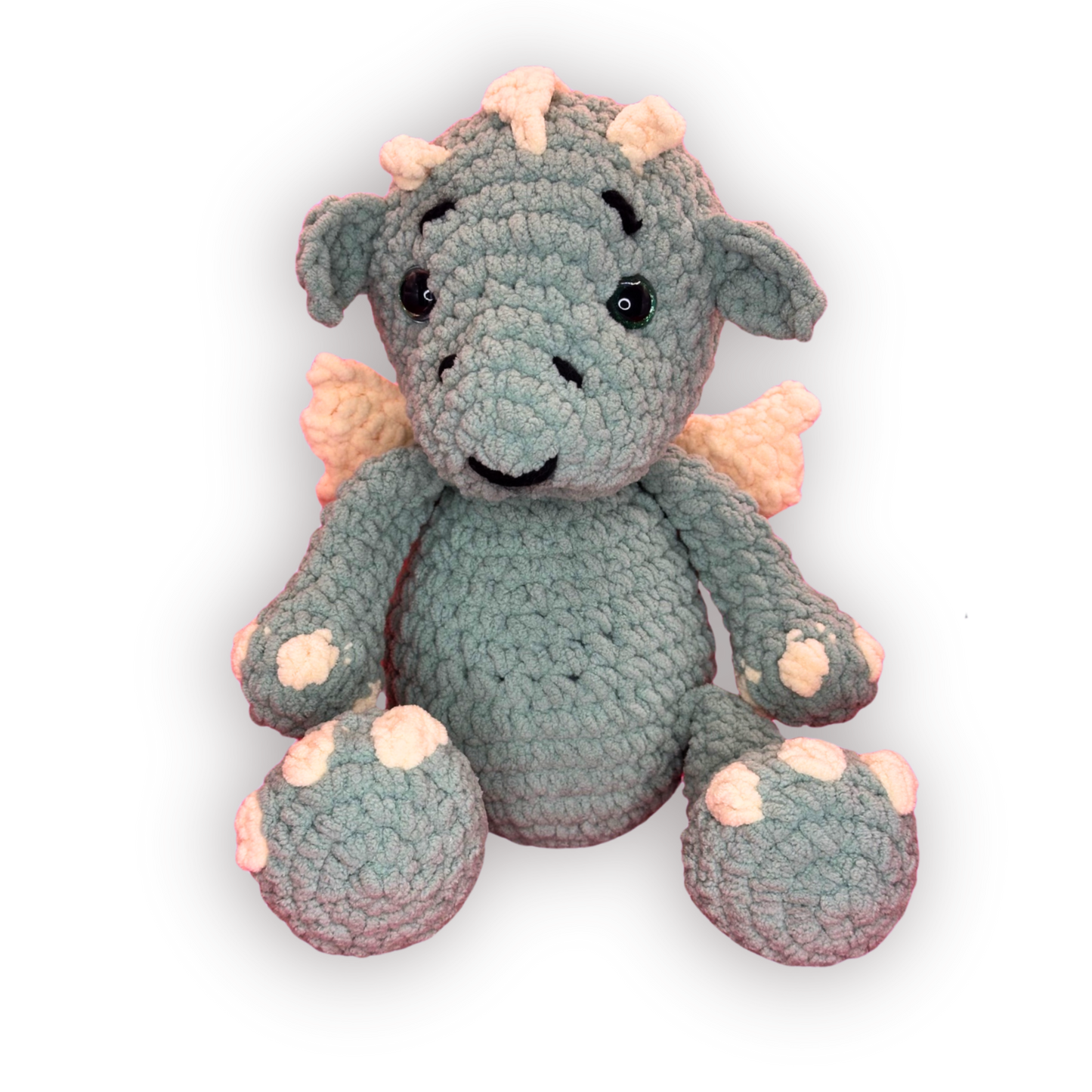 Crochet Dragon | Sage Green and Cream - Hand Crocheted |  Decorative Collectible | Handmade Fibre Art Gift