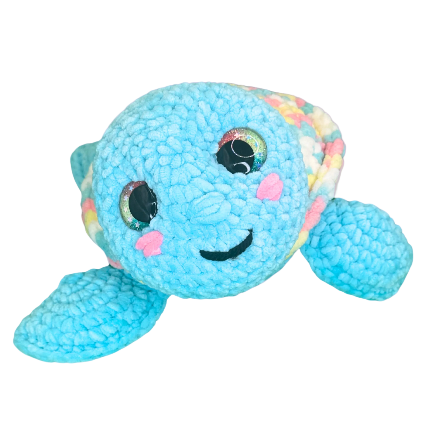 Anna the Hand Crocheted Rainbow Turtle