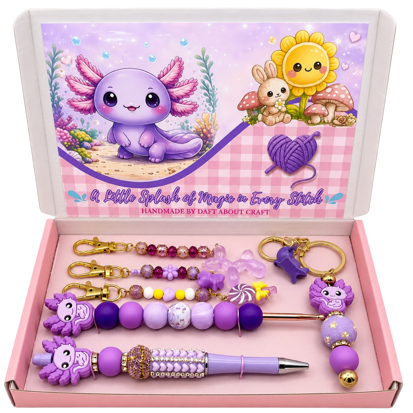 Artisan Crochet Tool Set – Axolotl Crochet Companion Gift Box 4.5mm Hook / US Size 7