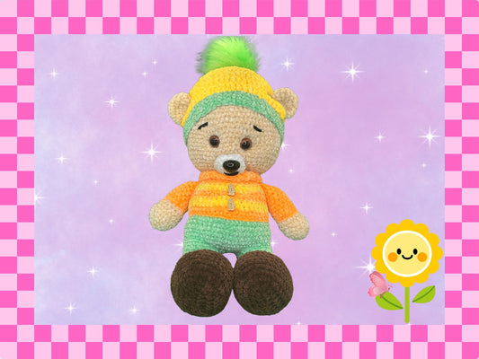 Adorable Hand crochet teddy bear | Winter outfit with jumper + trousers + removable hat | Soft toy | Handmade | 50cm / 19 inch | Cute gift