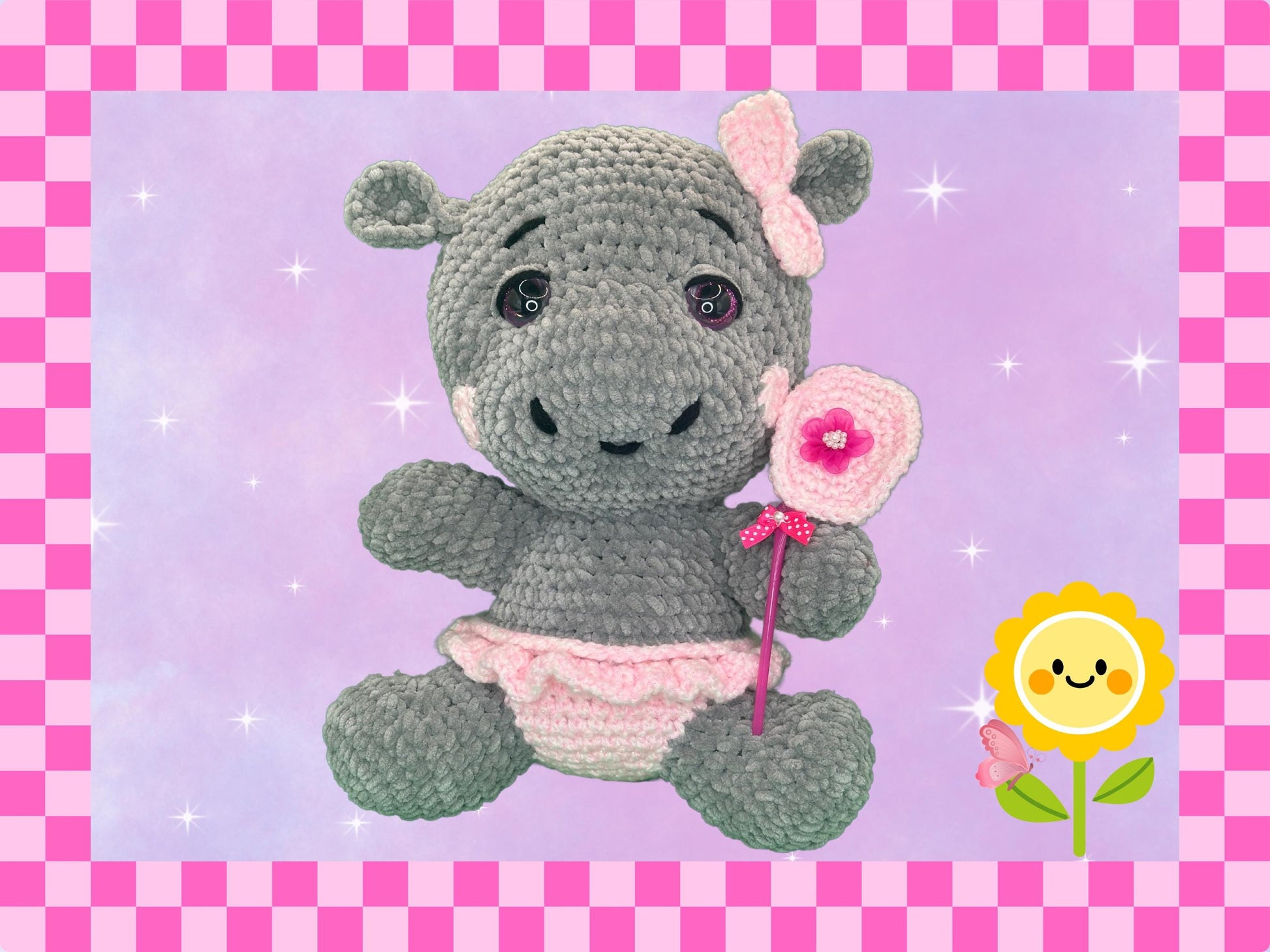 Adorable hand crocheted hippo plushie | hand crafted | large crochet plush | stuffed animal | soft toy | fun gift | chenille hippopotamus |