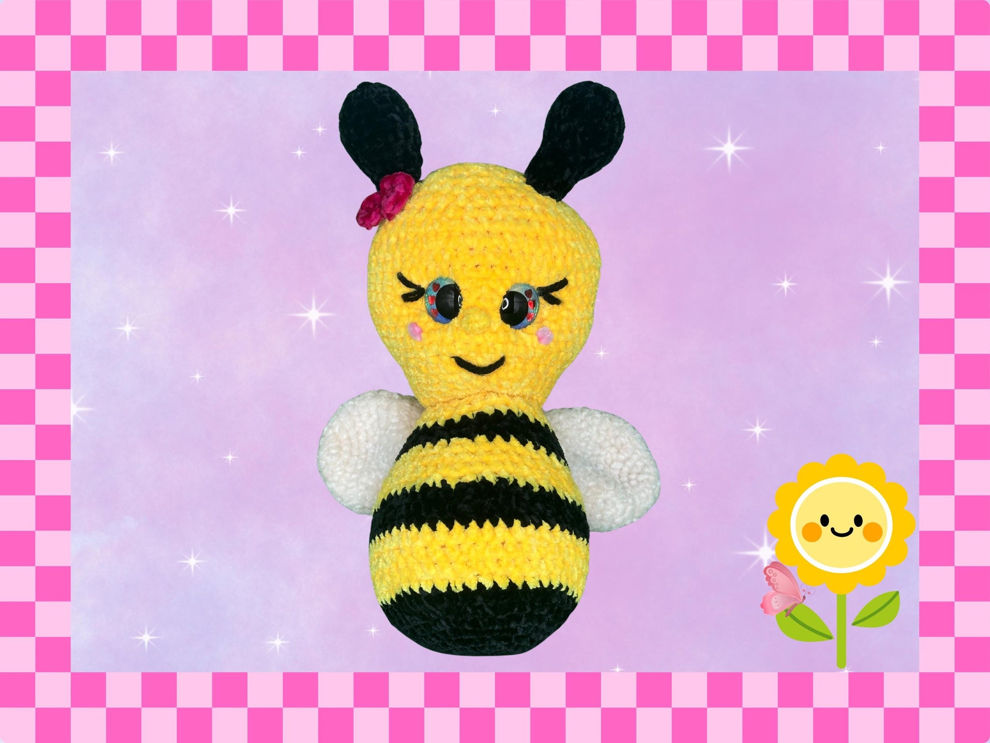 Adorable Hand crocheted bumble bee plush soft toy | chenille yarn plushie | handmade stuffed animal | amigarumi teddy | hand crafted crochet