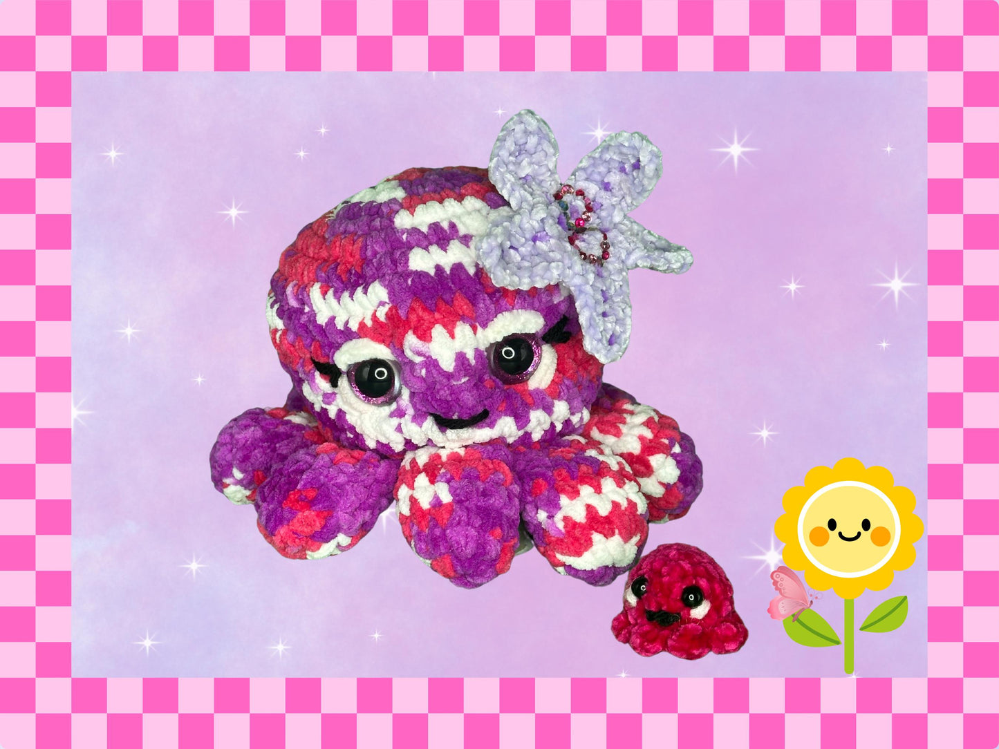 Adorable Hand crocheted octopus mommy + baby soft toy set | octomom chenille yarn plushie | stuffed animal | cute gift | new mum | handmade