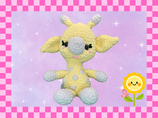 Adorable hand crocheted baby giraffe plushie | hand crafted | chenille yarn | stuffed animal | handmade soft toy | amigarumi | cute gift |
