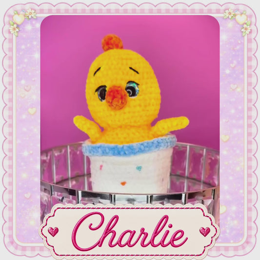 Hand Crocheted Flower Pot Chick Collectible - Charlie
