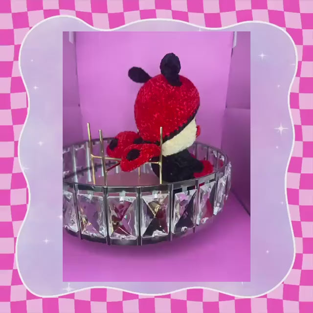 Hand crafted ladybug / ladybird soft toy plushie | red + black classic | super soft chenille yarn | antennae | wings | teddy | safety eyes
