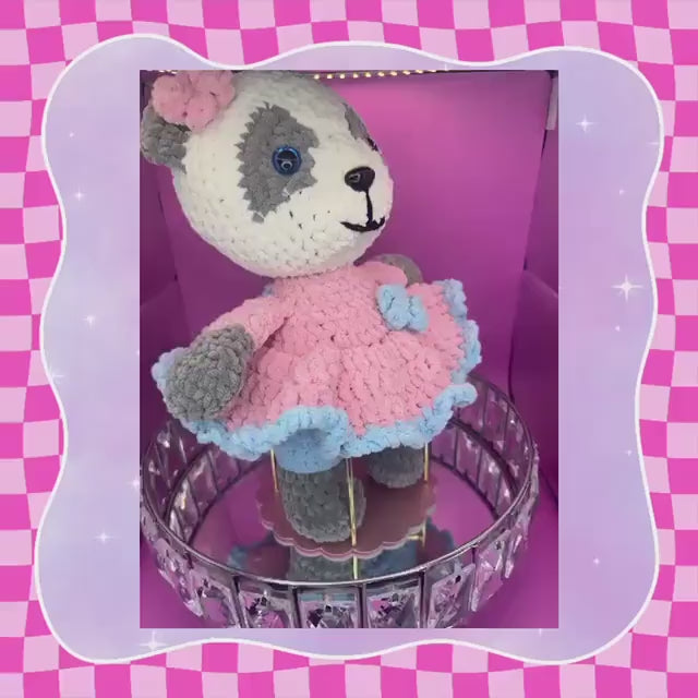 Adorable hand crocheted panda bear plushie | 34cm | handmade | crochet | plush soft toy | stuffed animal teddy | cute gift | chenille yarn